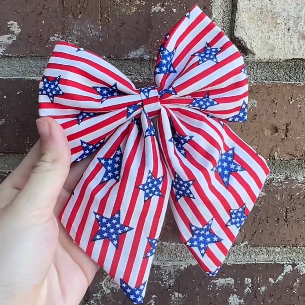 Patriotic Striped Kids Hair Bow